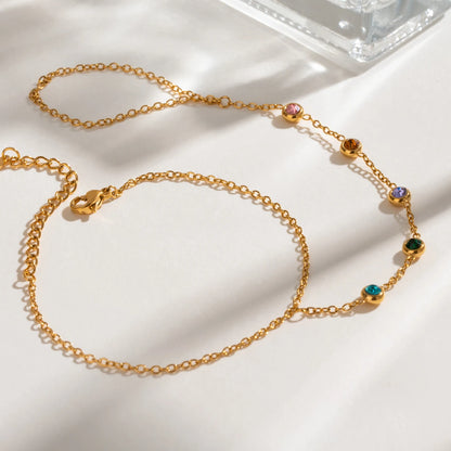 Youthway 18K Gold Plated Zircon Finger Chain Bracelet for Women - Waterproof Stainless Steel Fashion Jewelry 2024