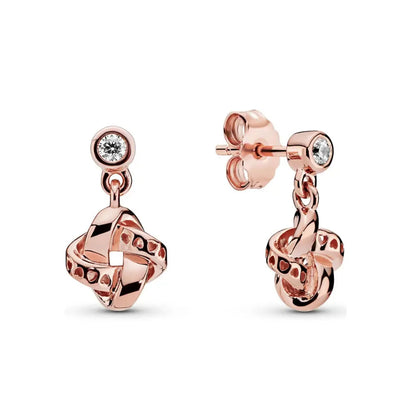 Spring Blue Flower Stud Earrings 925 Sterling Silver Zircon Jewelry for Women P2269