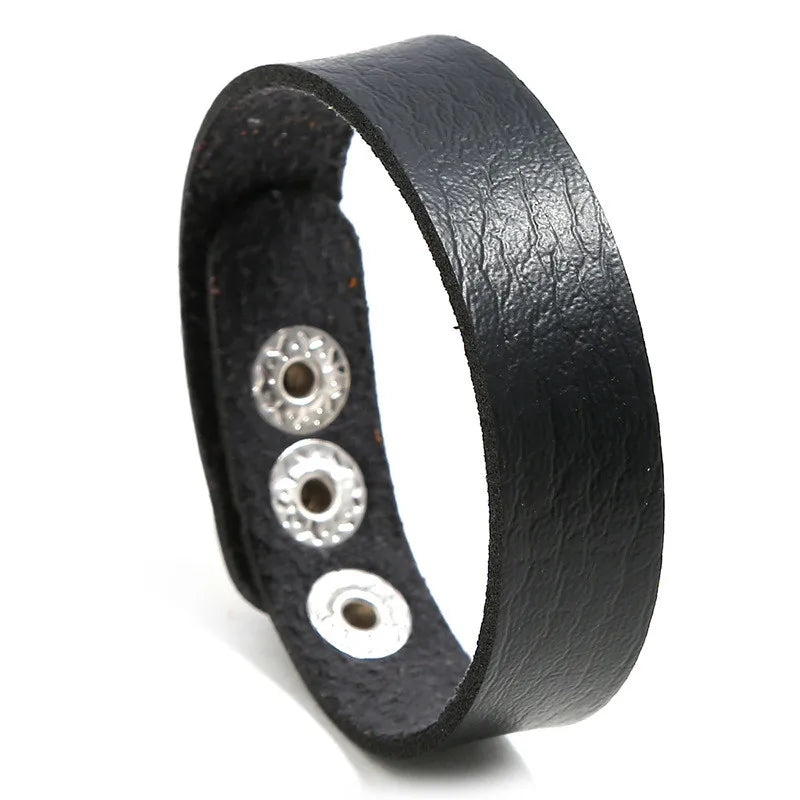 ZORCVENS Men's Handmade Braided Leather Bracelet Set - Vintage Black Punk Fashion Gift