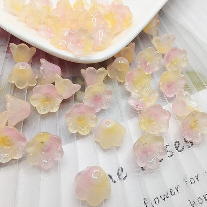 30 Piece Colorful Flower Shape Glass Beads for DIY Jewelry Making and Handmade Accessories