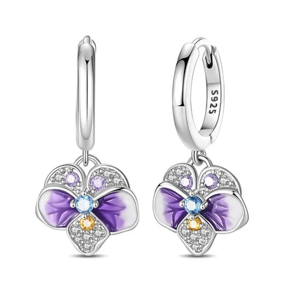 925 Sterling Silver Purple Heartsease Hydrangea Charms for DIY Jewelry Necklace and Bracelet Gifts