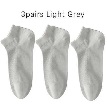Men Cotton Ankle Socks 3 Pairs Breathable Mesh Lightweight