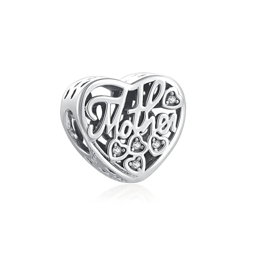 925 Sterling Silver DIY Mother's Day Mom Key Dangle Bead for Charm Bracelet Necklace Jewelry Accessories