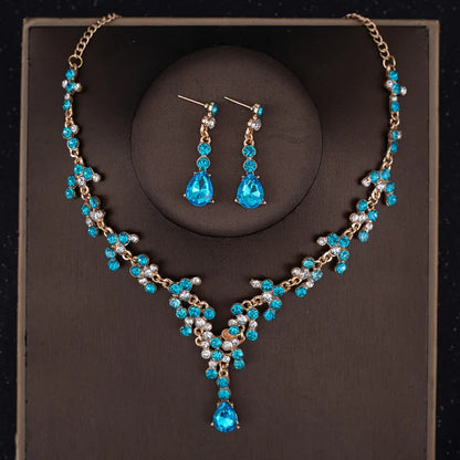 Baroque Crystal Tiara & Crown Jewelry Set - Top-Rated Rhinestone Bridal Accessories Lake Blue