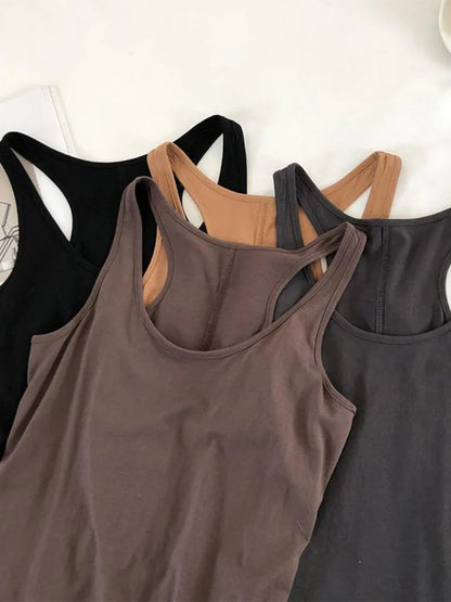 Irregular Tank Top Women O Neck Loose Fitness Camisole