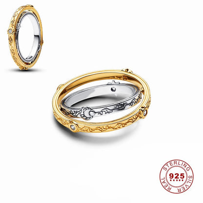 Crown 925 Sterling Silver Stackable Ring with Rose Gold Shiny Zircon for Women Perfect for Weddings and Parties PAR317