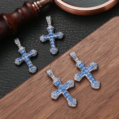 Colorful Rhinestone Alloy Cross Pendant Connectors for Handmade Earrings and DIY Jewelry