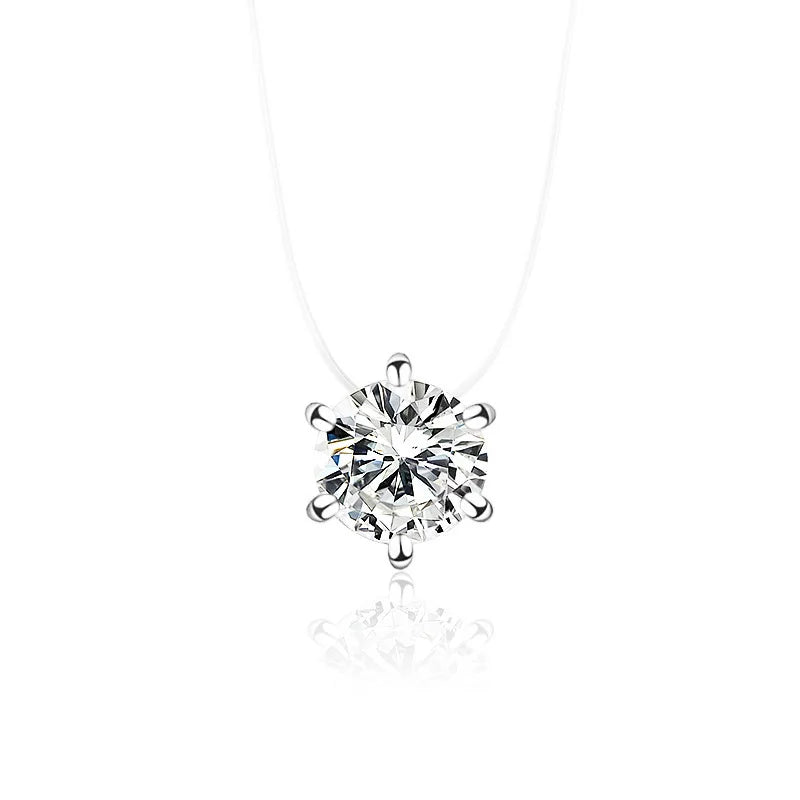 Elegant Invisible Heart Choker Necklace with Rhinestone Zircon for Women