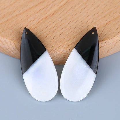 Elegant Obsidian and White Jade Intarsia Gemstone Beads for Unique Jewelry Creations 42mm