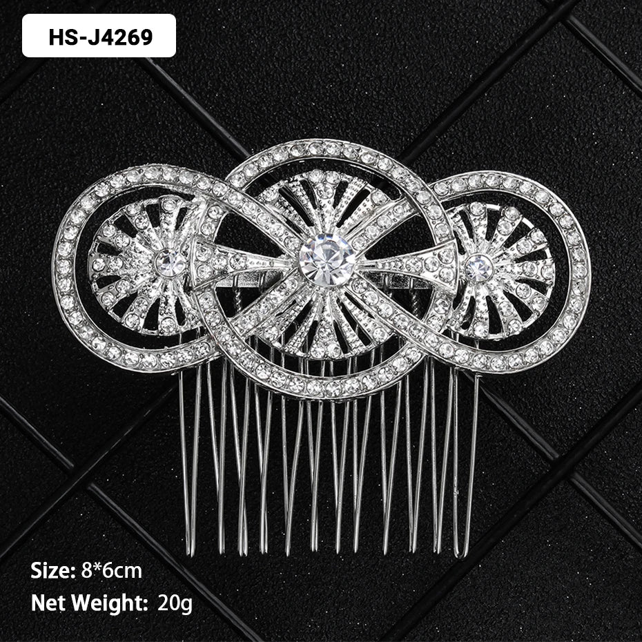 Efily Classic Silver Wedding Hair Combs - Crystal Rhinestone Bridal Accessories HS-J4269 Hair Combs