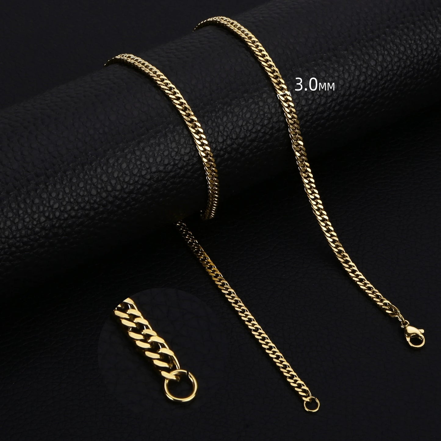 Stainless Steel Cuban Link Chain Necklace for Men and Women Punk Choker Jewelry 3.5-7MM 70CM 28inch 3.5MM