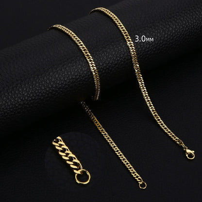 Stainless Steel Cuban Link Chain Necklace for Men and Women Punk Choker Jewelry 3.5-7MM 70CM 28inch 3.5MM