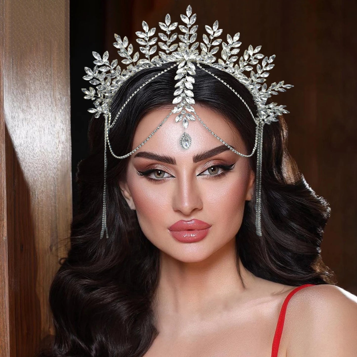 Elegant Rhinestone Wedding Tiara Silver Crystal Bride Headband