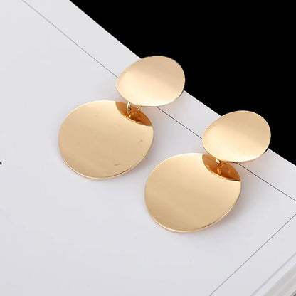 2025 New Vintage Metal Drop Earrings for Women in Geometric Style Fashion Jewelry