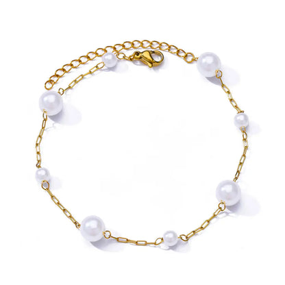 Gold Imitation Pearl Anklets for Women with Stainless Steel Chain - Perfect Summer Beach Accessories and Gifts