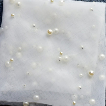 Pearls Bridal Veil Soft 1 Tier Beaded Wedding Veil Cathedral Length with Comb Elegant Wedding Accessories