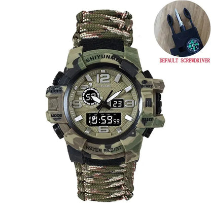 Outdoor Survival Watch Multifunctional Waterproof Tactical Bracelet Camouflage yellow No