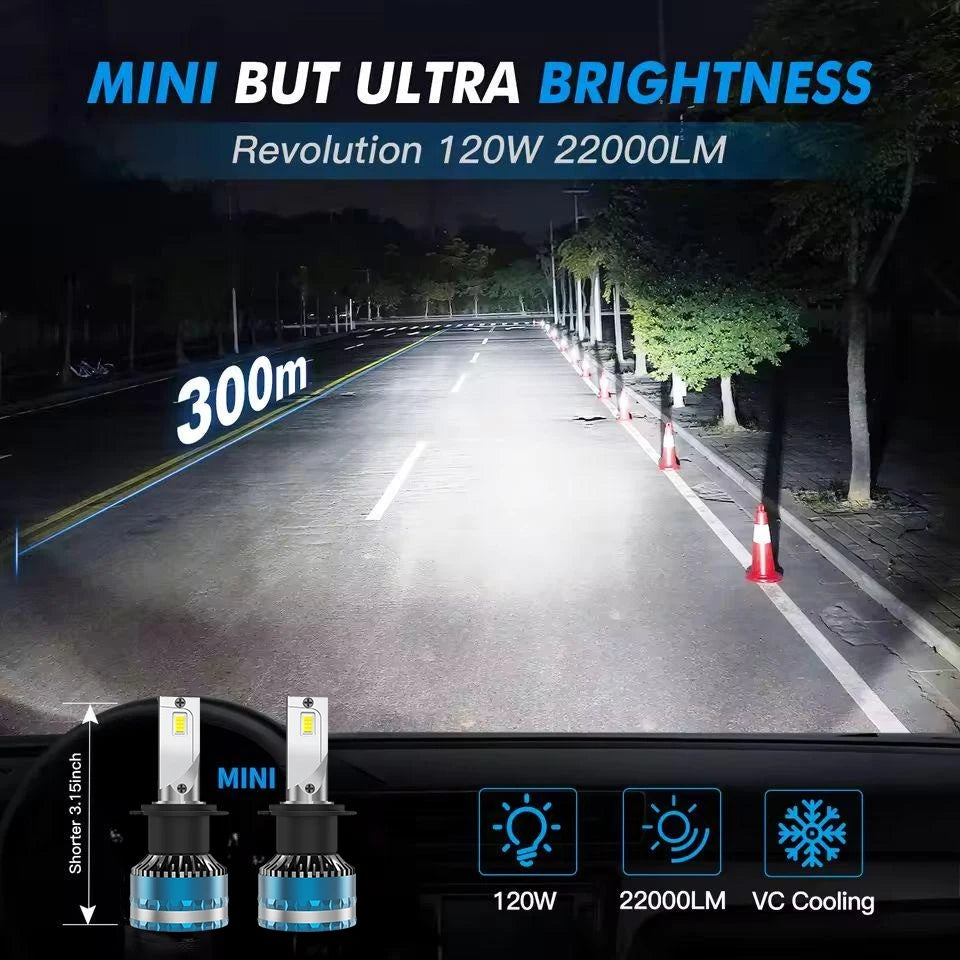 Universal LED Headlight Bulbs H4 H7 H11 6000K 30000LM 12V