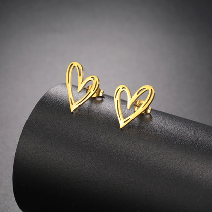 Skyrim Kpop Heart Stud Earrings for Women and Girls Stainless Steel Fashion Aesthetic Jewelry Valentine's Day Gift