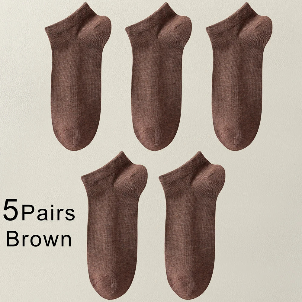 5 Pairs Bamboo Fiber Men No Show Breathable Ankle Socks