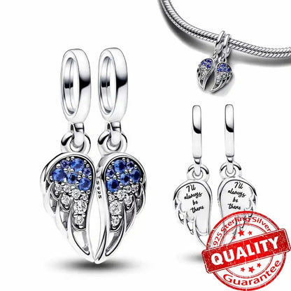 Lucky Four Leaf Clover Dangle Charm Sterling Silver Family Tree Flower Bead Pendant for Bracelets and Necklaces