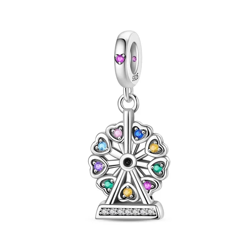 Festive Charm 925 Sterling Silver Christmas Bell Trojan Candy Zircon Bead for Bracelet and Necklace DIY Fine Jewelry Gift