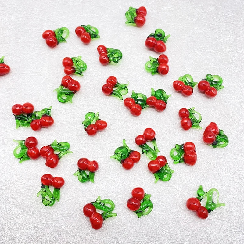 Handmade Lampwork Cherry Glass Pendant Beads for DIY Jewelry Creations