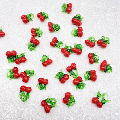 Handmade Lampwork Cherry Glass Pendant Beads for DIY Jewelry Creations