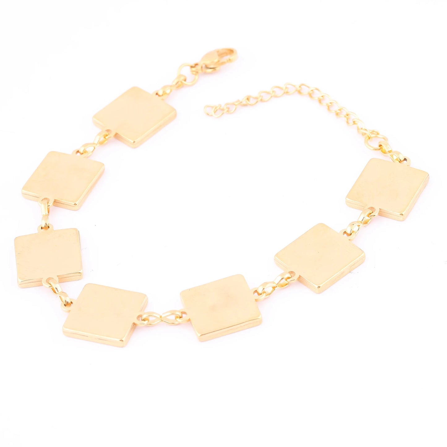 Stainless Steel Square Cabochon Bracelet Base Settings for DIY Jewelry Making