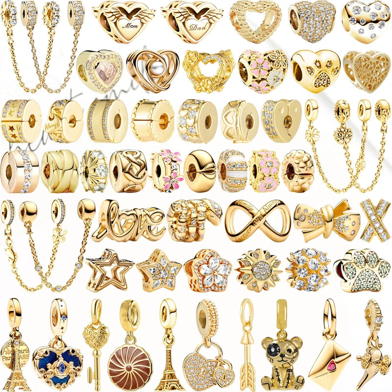 Sparkling Gold Safety Chain Infinity Snake Charm Beads