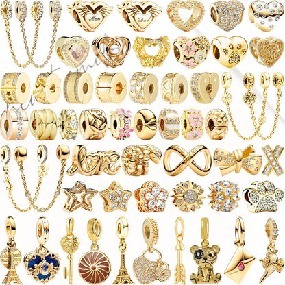 Sparkling Gold Safety Chain Infinity Snake Charm Beads