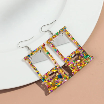 Gothic Blood Guillotine Acrylic Drop Earrings for Women Creative Sequin Knife Design Halloween Jewelry Gift