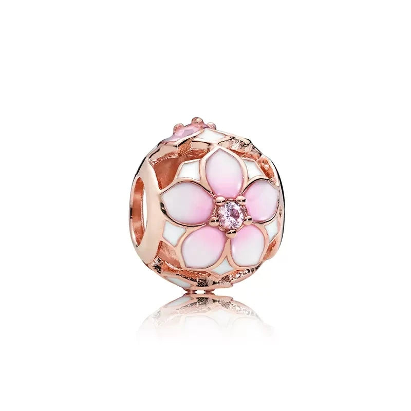 Hot Pink Murano Glass Charm Bead For 925 Bracelet Pendant