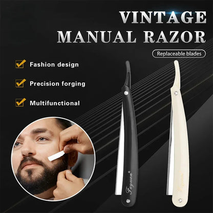 Manual Shaver for Men Stainless Steel Safety Razor Barbershop Quality Easy to Use with Replacement Blades