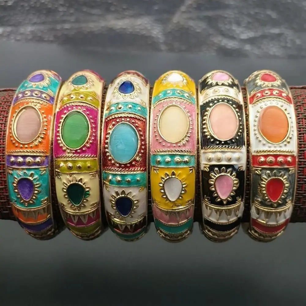 Vintage Chinese Cloisonne Peony Enamel Bangle Set for Women