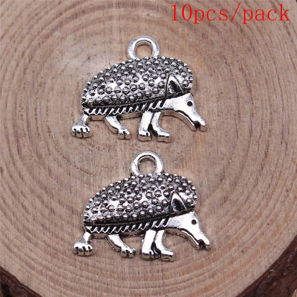 Vintage 3D Hedgehog Charms for DIY Jewelry Making and Gifts