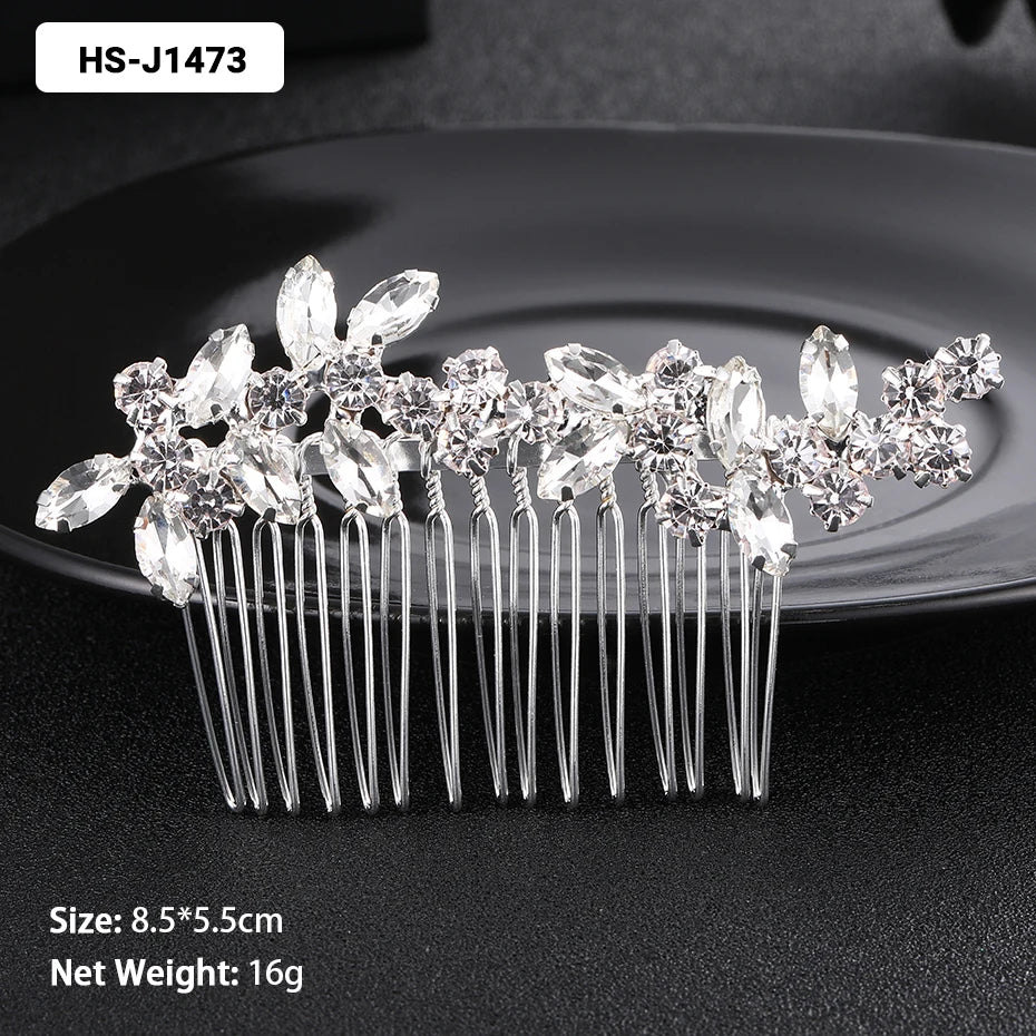 Efily Classic Silver Wedding Hair Combs - Crystal Rhinestone Bridal Accessories HS-J1478 Hair Combs