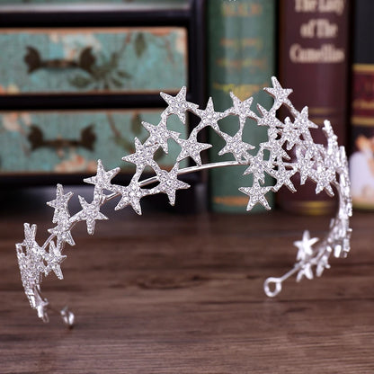 Elegant Rhinestone Star Crystal Bridal Tiara for Weddings and Parties