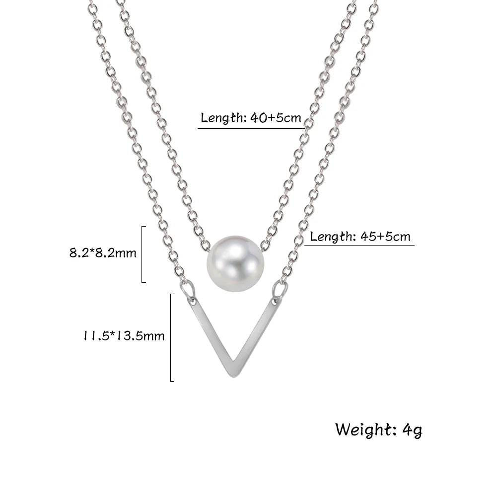 Skyrim Tiny Heart Choker Necklace Stainless Steel Double Layered Beads Chain Aesthetic Jewelry Gift for Women
