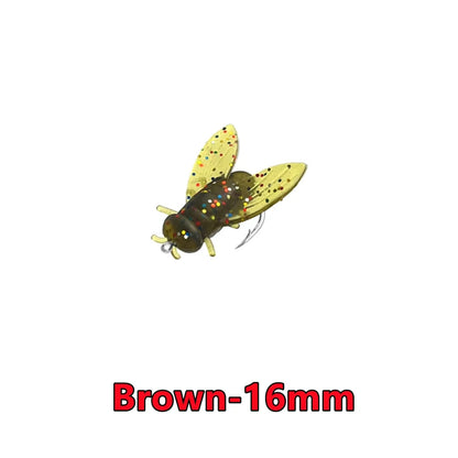 New 50-10PCS Mini Bionic Fly Fishing Bait For Salmon Trout Brown-16mm