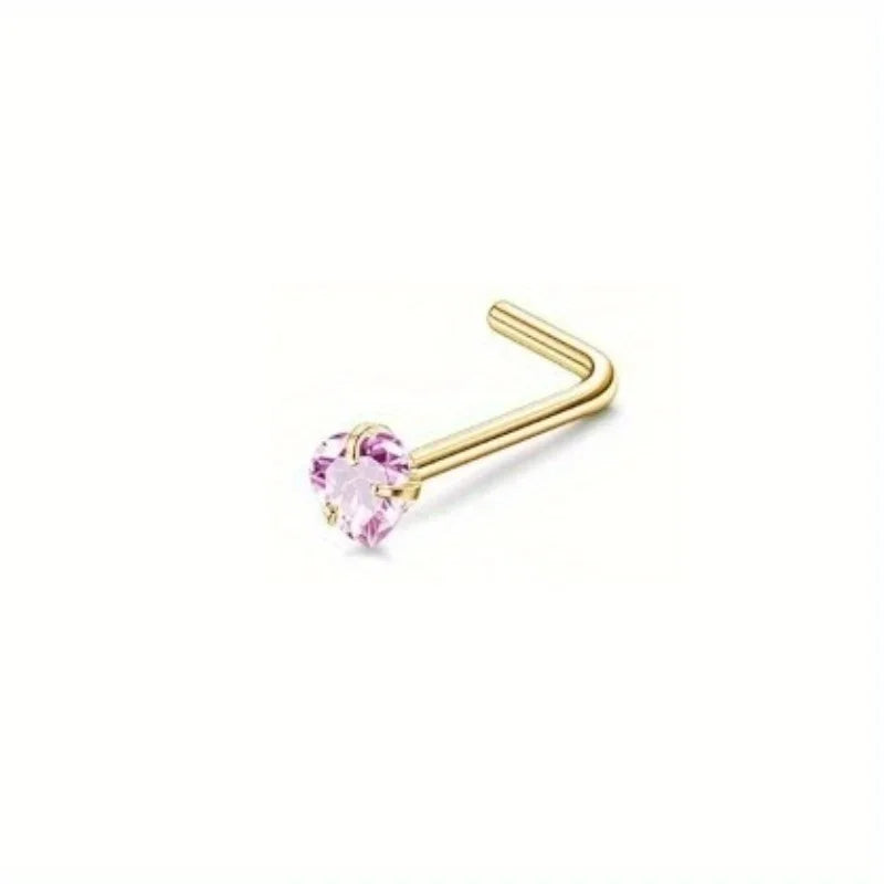 Bobisty Surgical Steel L Shaped Nose Ring Set Hypoallergenic Fashion Jewelry for Men and Women