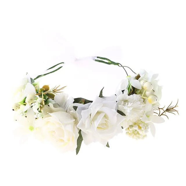 Romantic Rhinestone Floral Wreath Crown for Bridesmaids