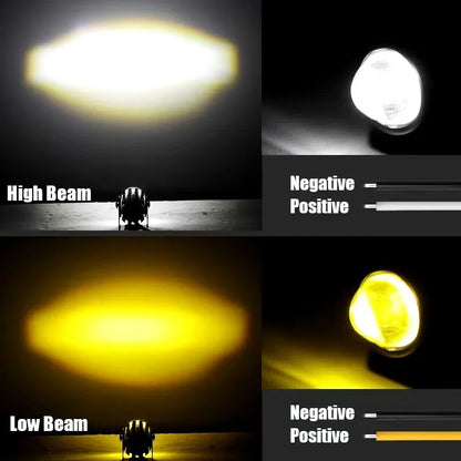 Motorcycle Mini Dual Color LED Driving Light 6000K 12V