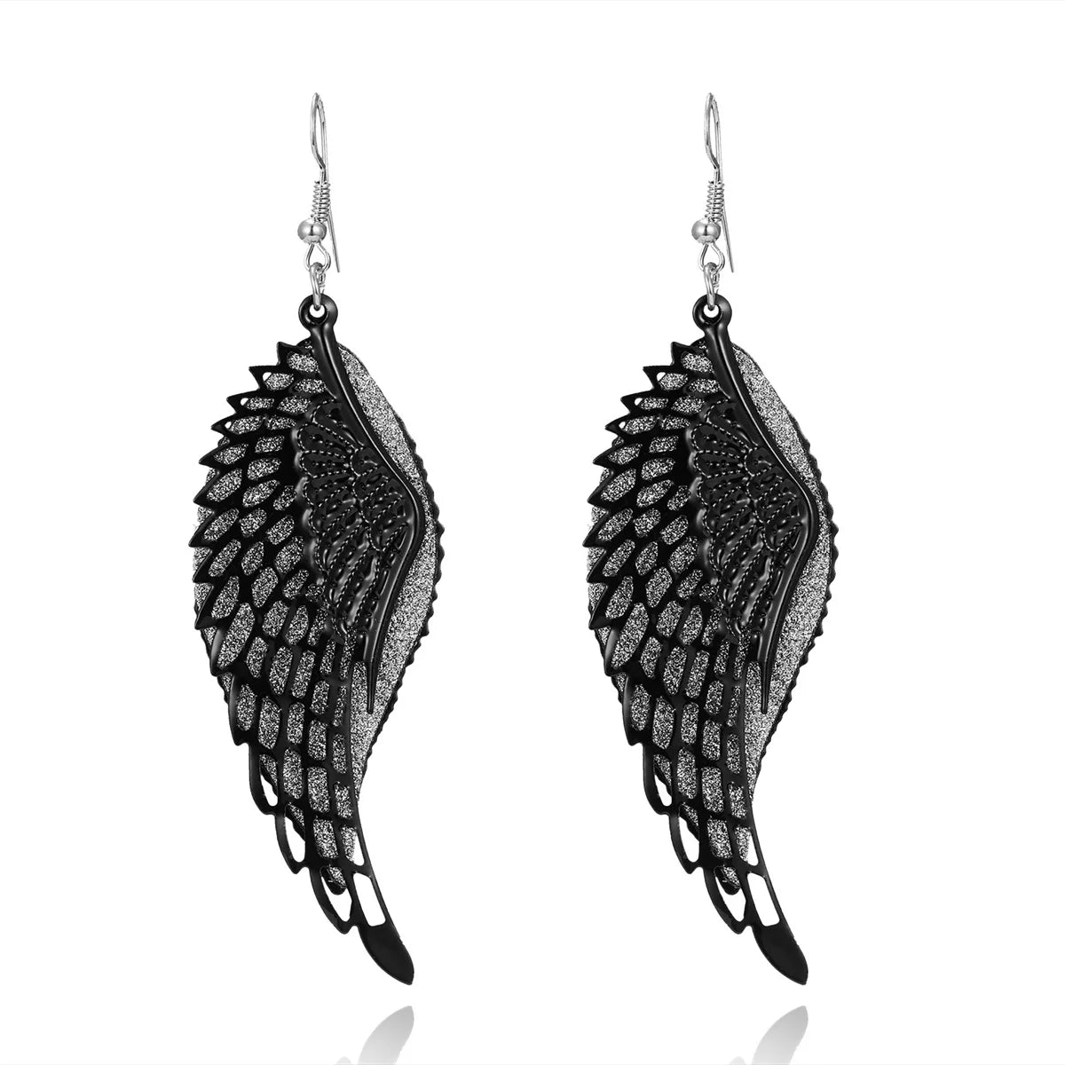 Vintage Gothic Black Flower Butterfly Earrings for Women - Exaggerated Geometric Heart Wing Party Jewelry