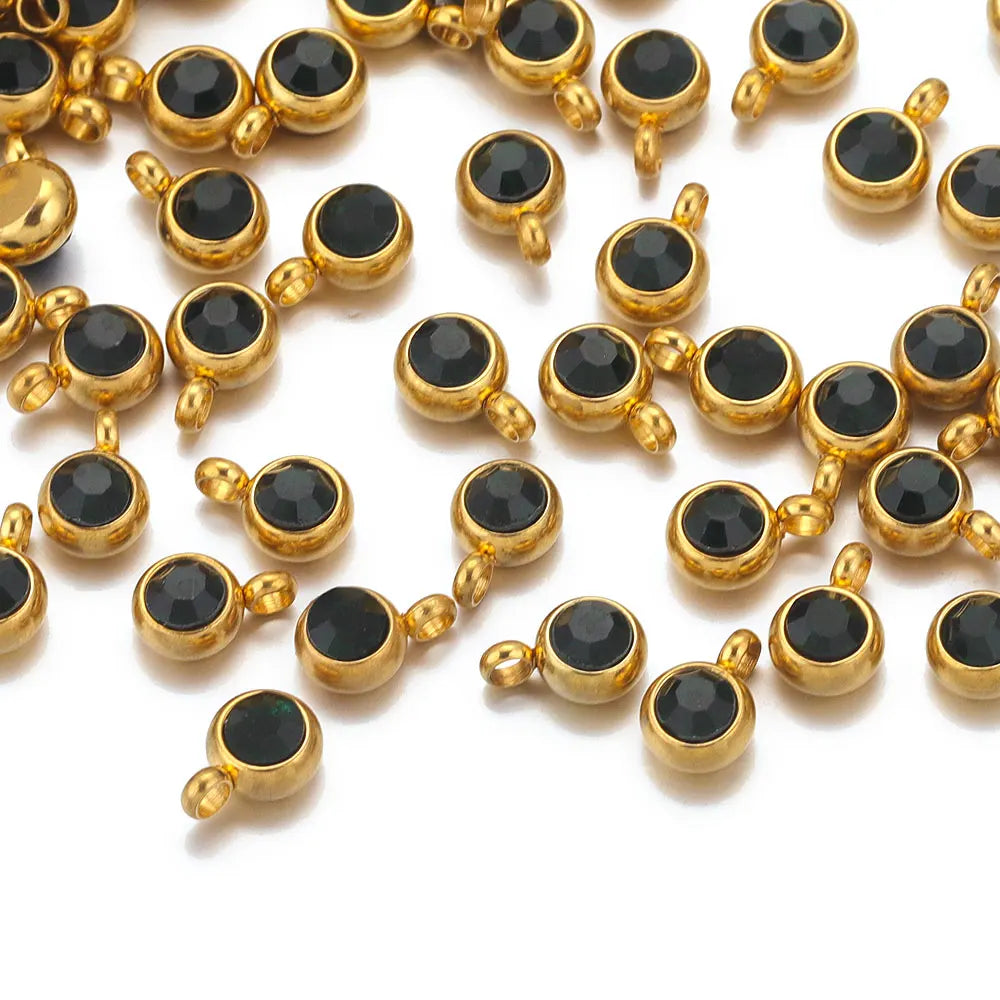 Colorful Crystal Stainless Steel Charms Set for DIY Jewelry Making