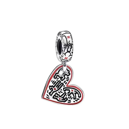 Original 925 Sterling Silver Heart Star Hot Air Balloon Puzzle Charms with Zircon for DIY Necklace and Bracelet Jewelry Gift