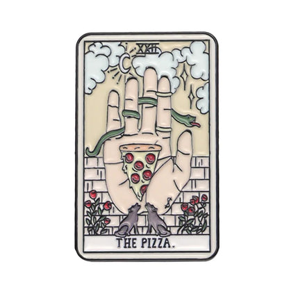 Custom Tarot Enamel Pins Set Featuring Beer Donut Wine Coffee Pizza Brooches for Unique Punk Gothic Jewelry Gifts
