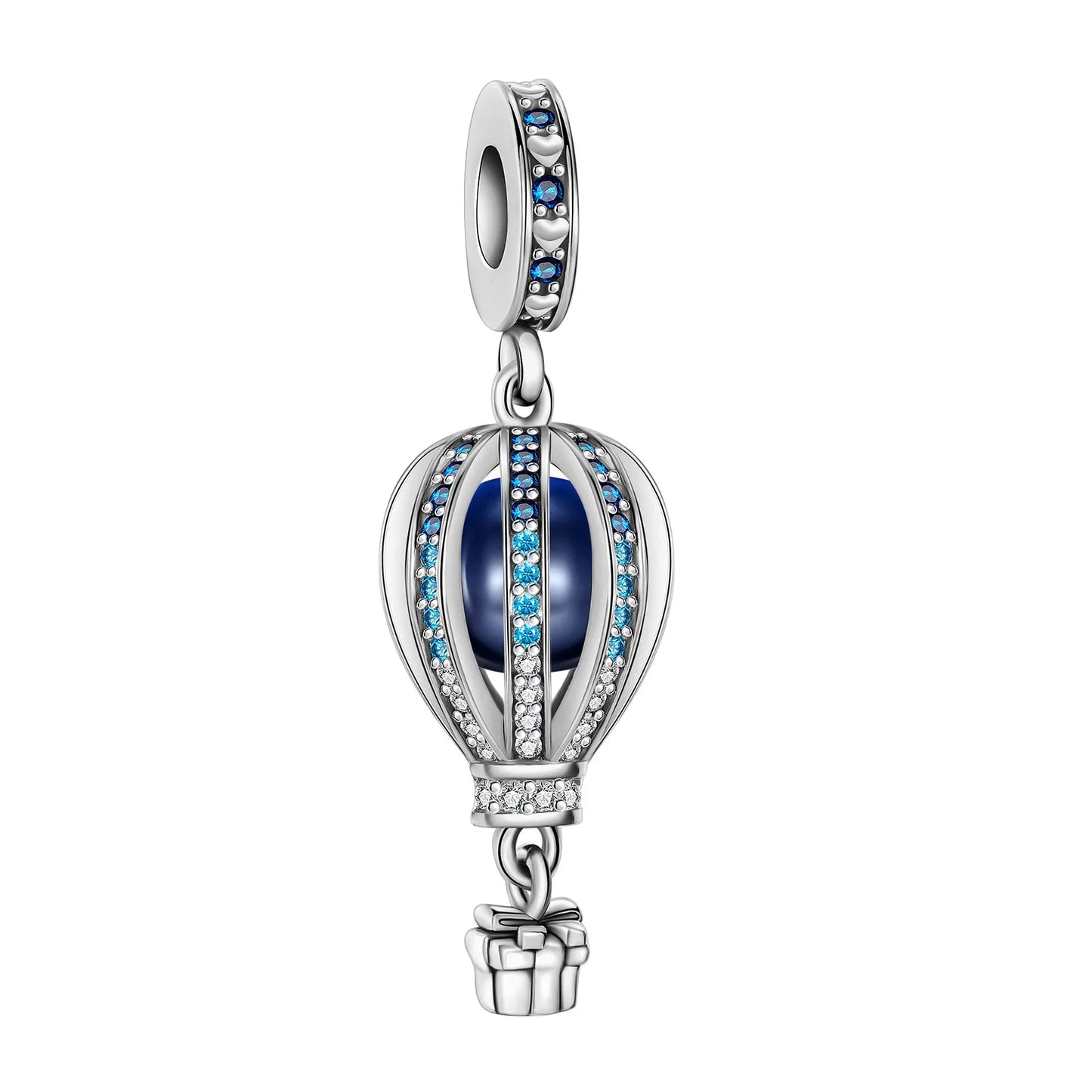 Original 925 Sterling Silver Blue Zircon Space Charms Aircraft Planet Astronaut Beads for DIY Necklace and Bracelet Jewelry Gift