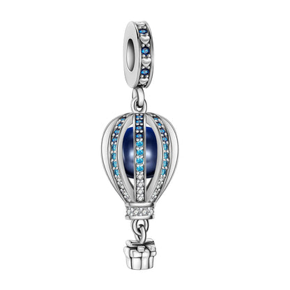 Original 925 Sterling Silver Blue Zircon Space Charms Aircraft Planet Astronaut Beads for DIY Necklace and Bracelet Jewelry Gift