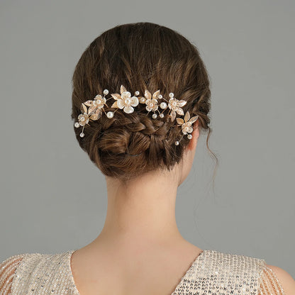 Elegant Pearl Flower Hair Clip Set for Bridal Wedding Accessories